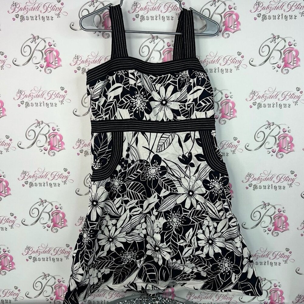 Spense dress flowers floral pop art block art Black and White Striped Dress